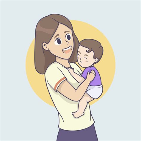 happy mother holding her son in hand vector illustration 3428272 vector art at vecteezy