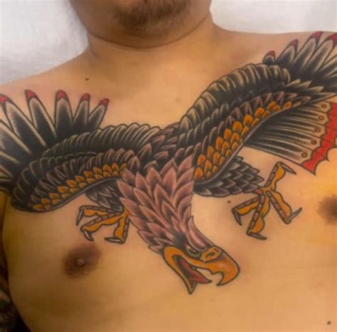 Traditional Eagle Chest Tattoo By Justin Gorbey Tattoonow