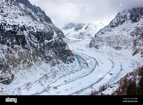 Glacier Mer De Glace Im Mont Blanc Massiv Frankreich Stockfotografie