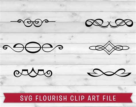 Flourish Svg 8 Clip Art Digital Cut Files Swoosh Swish Curly Curls