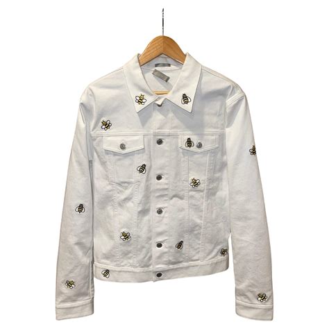 Rare Dior X Kaws Bees White Denim Jacket Size 52 For Sale At 1stdibs