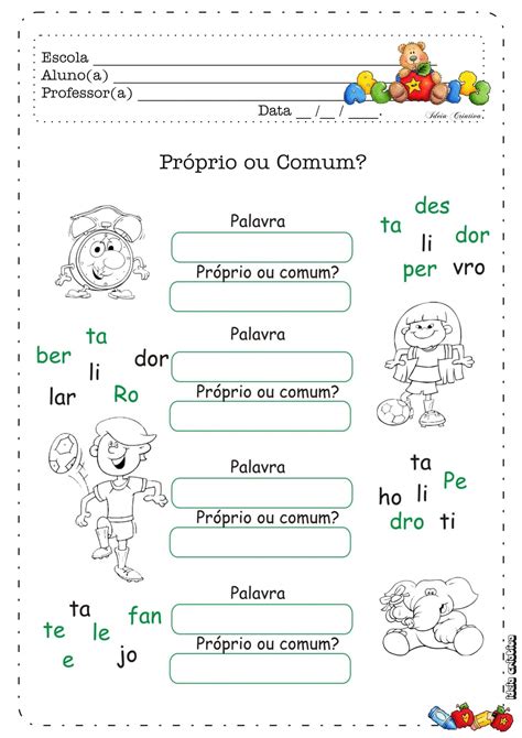 Atividades De Substantivo Comum E Proprio LEARNBRAZ