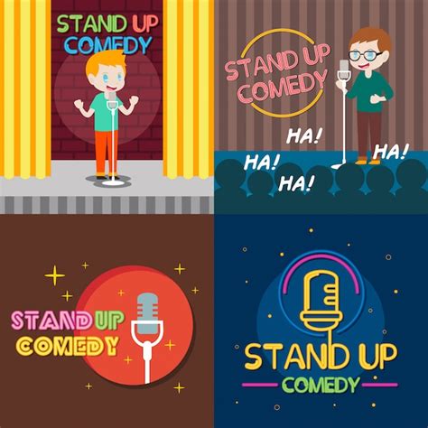 Stand Up Comedy Illustration Vector Premium