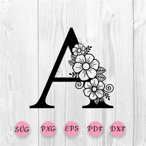 Lettre De Fleur Svg Lettre Botanique SVG Une Lettre A Svg Etsy