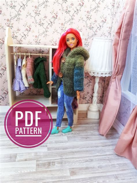 Barbie Hoodie Jacket Pdf Knitting Pattern Doll Clothes Etsy