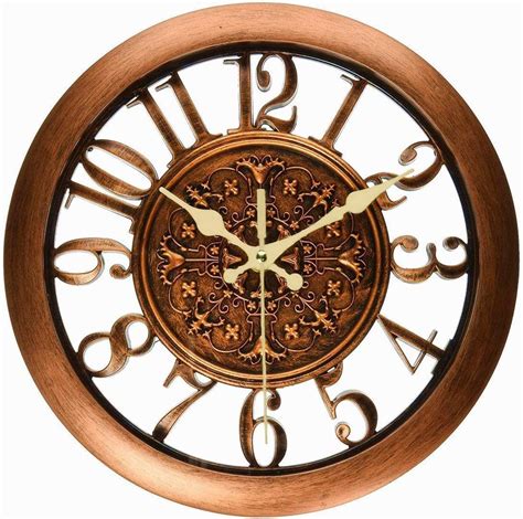 Foxtop 11 Inch Traditional Vintage Silent Copper Wall Clock Living Room Clocks With Novelty