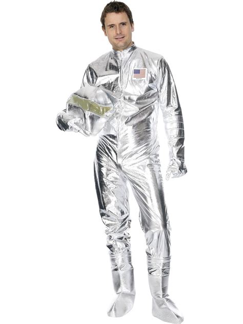 Metallic Silver Spaceman Costume Jumpsuit Astronaut Nasa Apollo Adult