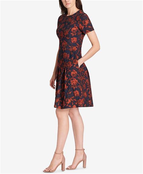 Vince Camuto Floral Jacquard Fit And Flare Dress Macys