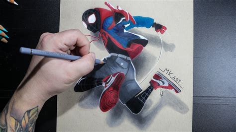 Speed Drawing Miles Morales Spider Man Into The Spider Verse Youtube