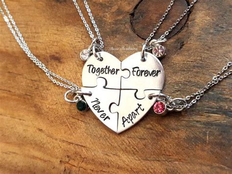 together forever never apart four piece heart necklace set etsy together forever never apart