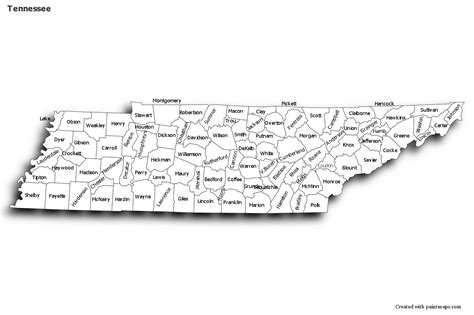 Sample Maps For Tennessee Black Whiteshadowy Map Map Maker Tennessee