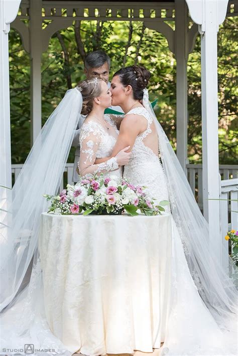 Brides During Their Wedding Ceremony At Grain House In Basking Ridge Lgbtq Wedding Lesbian