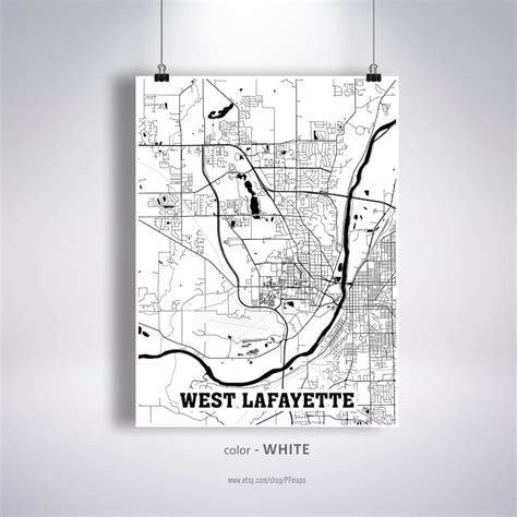 West Lafayette Map Print West Lafayette City Map Indiana In Etsy