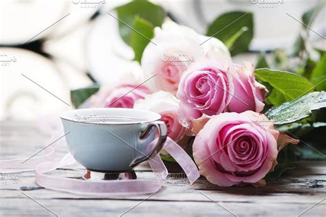 Good morning greeting note and coffee. Pink roses and coffee | Good morning images flowers ...