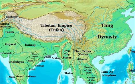 Map Showing The Land Area Of The Tang Dynasty 666 918 Ad Map
