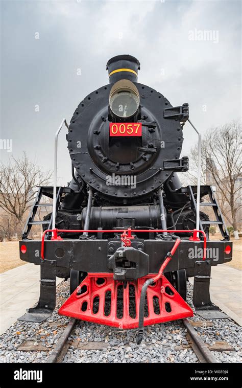 Steam Locomotive Front Stock Photo Alamy