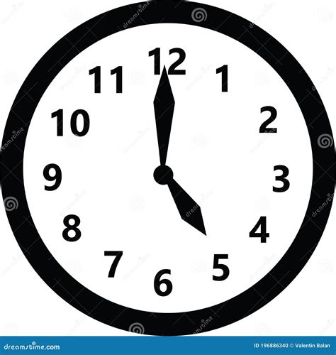 Reloj Redondo Mostrando Las Cinco En Punto Ilustración Del Vector