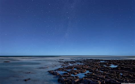 Night Sky Over Ocean Horizon Wallpapers Wallpaper Cave