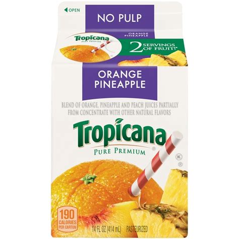 Tropicana Pure Premium No Pulp Orange Pineapple 100 Juice Blend