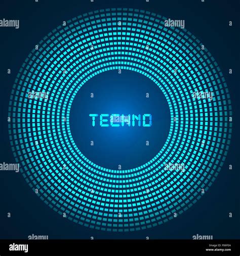 Blue Abstract Background Circles Of Glowing Pixels Concentric