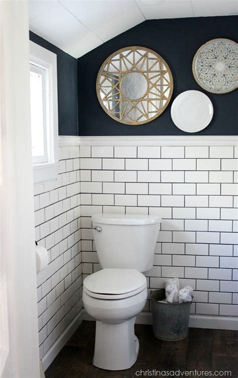 Mix different tile materials to match your personal style. Affordable bathroom tile designs - Christinas Adventures