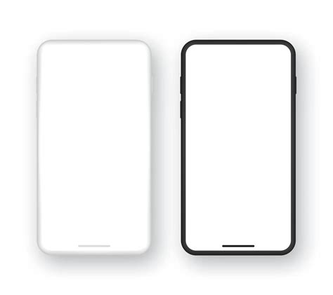 Realistic Set Of Template Black And White Smartphone With Blank Screen