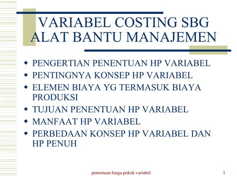 Variabel Costing Ppt Variable Costing Penentuan Harga Pokok Mobile