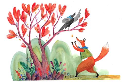 The Fox And The Crow Aesops Fables Illustration By Rhiannon Archard