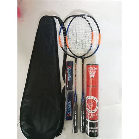 Jual Paket Lengkap Raket Badminton Victor Satu Set Raket Tas Grip Shuttlecock Shopee