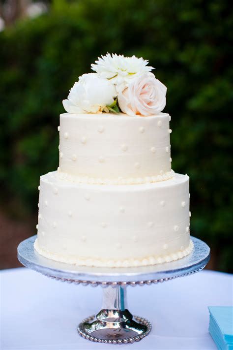 Two Tier Polka Dot Buttercream Wedding Cake Wedding Cake Designs