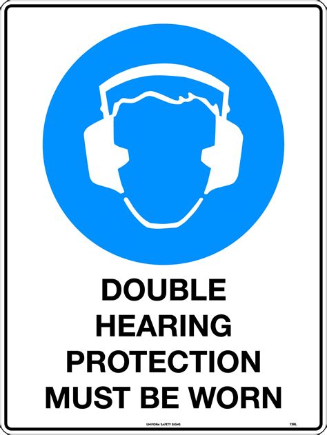 Double Hearing Protection Must Be Worn Mandatory Signs Uss