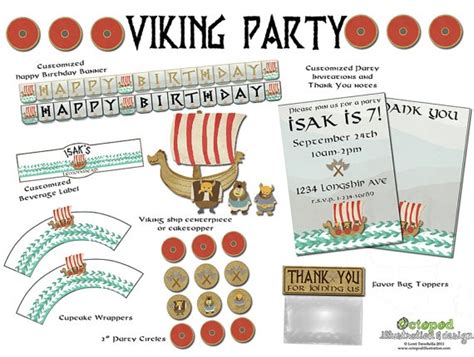 Viking Birthday Printable Party Pack Pdf By Octopodillustration