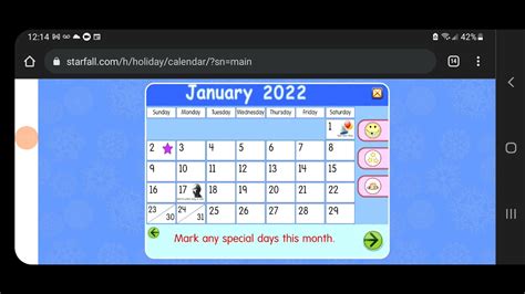 Starfall Calendar For January 2nd 2022 Youtube