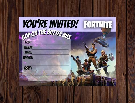 The card is so easy to make. Fortnite Printable invite. Fortnite invitation. Fortnite birthday.… | Printable birthday ...