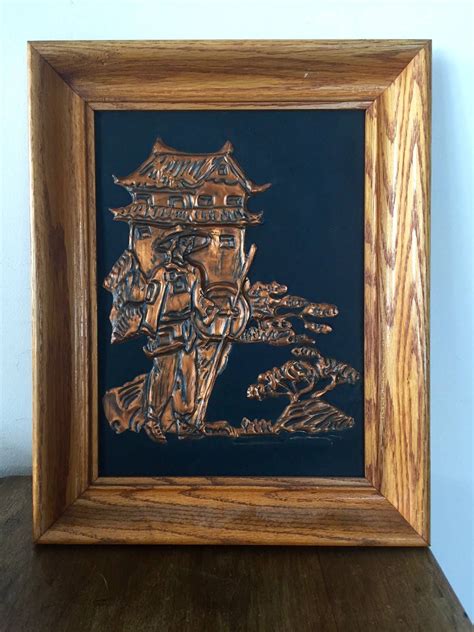 Vintage Copper Wall Art 1960s Framed Asian Theme Copper Etsy Canada