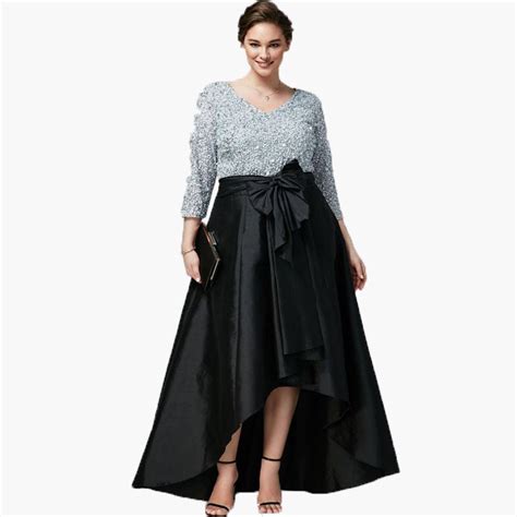 2016 Plus Size Long Women Skirts Elegant Black Taffeta High Low Floor