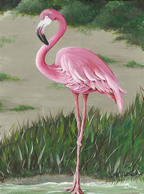Pink Flamingo 2 Acrylicdana Carter Flamingo Painting