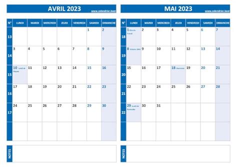 Calendrier Avril Et Mai 2023 à Imprimer Calendrierbest