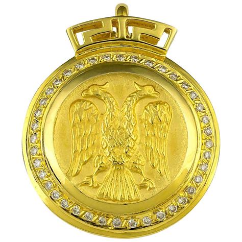 Russian Gold Romanov Eagle Pendant With Original Schaffer Collection