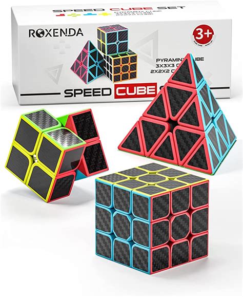 Speed Cubes Roxenda Speed Cube Set Of 2x2 3x3 Pyramid Carbon Fiber
