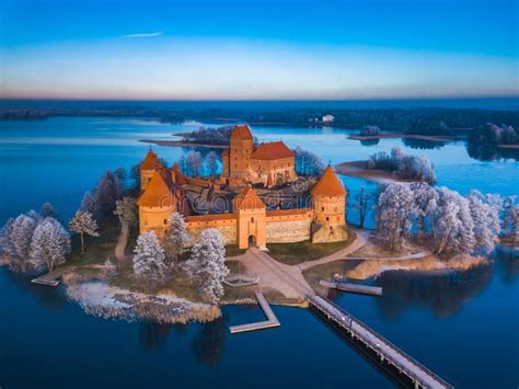 Trakai Castle At Winter Aerial View Of The Castle Stock Photo Image