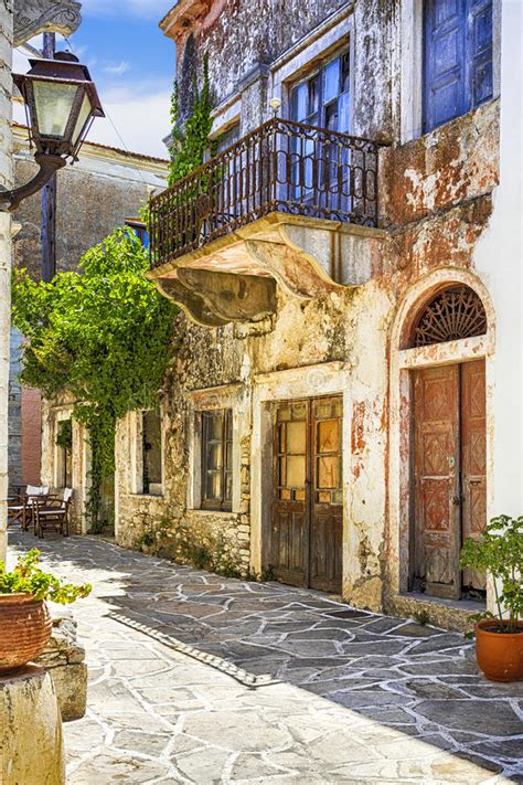 Traditional Naxos Islandold Streetsgreece Stock Photo Image Of