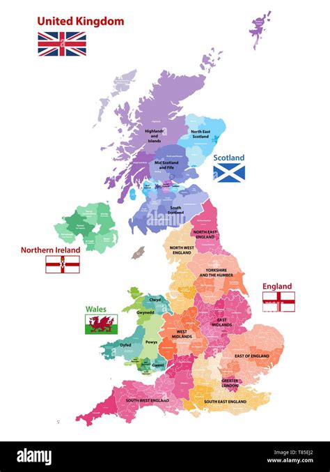 Mapa De Vectores De Divisiones Administrativas Del Reino Unido