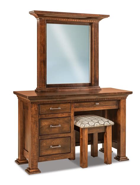 Amish Empire Four Drawer Vanity Dresser With Optional Mirror And