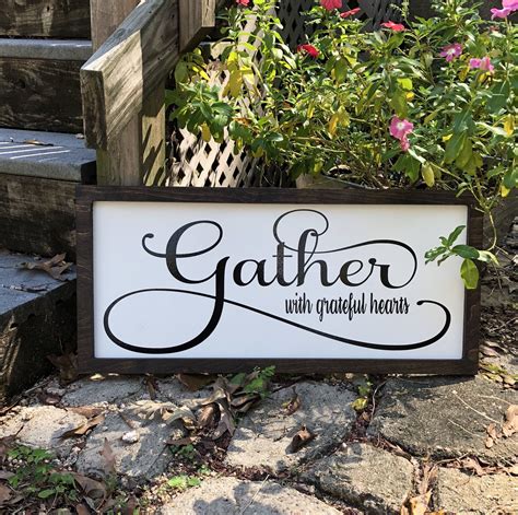 Gather With Grateful Hearts Sign Farmhouse Sign Family Sign | Pineapple kitchen decor, Beach ...