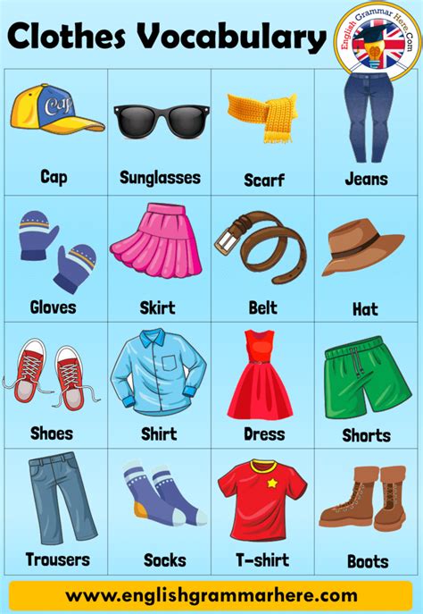 Clothes Names Clothes Vocabulary In English And Example Sentences