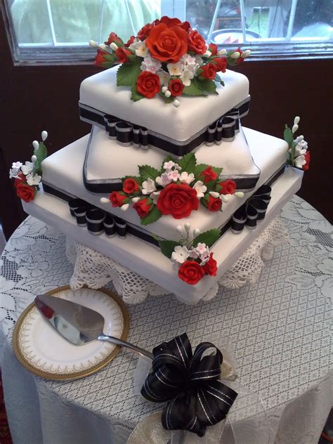 Pink Vanilla Cakes And Pastries Fondant Wedding Cake With Red Roses