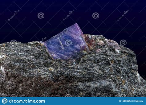 Macro Mineral Raw Uncut Blue Sapphire Crystal Stock Image Image Of