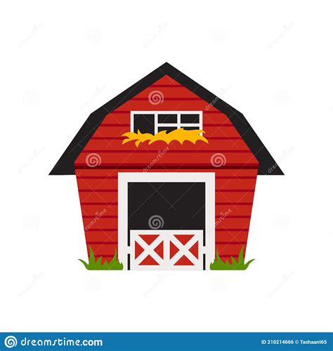 Illustration Of A Red Barn House On A White Background Stock Vector