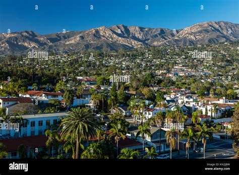 Aerial View Of Santa Barbara California Neighborhoods Looking Towards